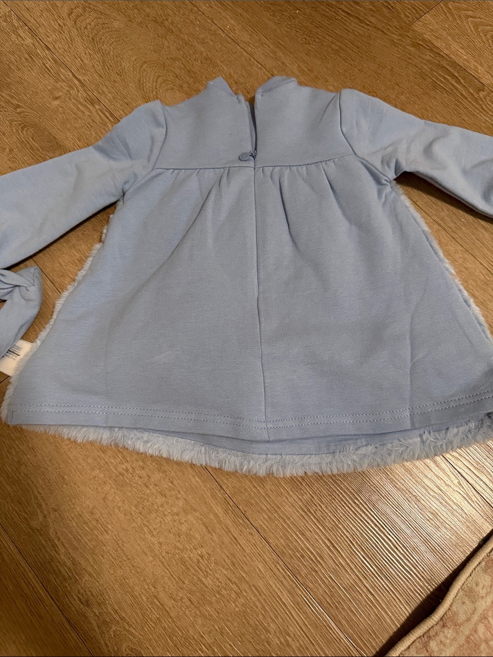 Mayoral Light Blue Faux Fur Dress with Puppy Crossbody and matching headband - Picture 3 of 3
